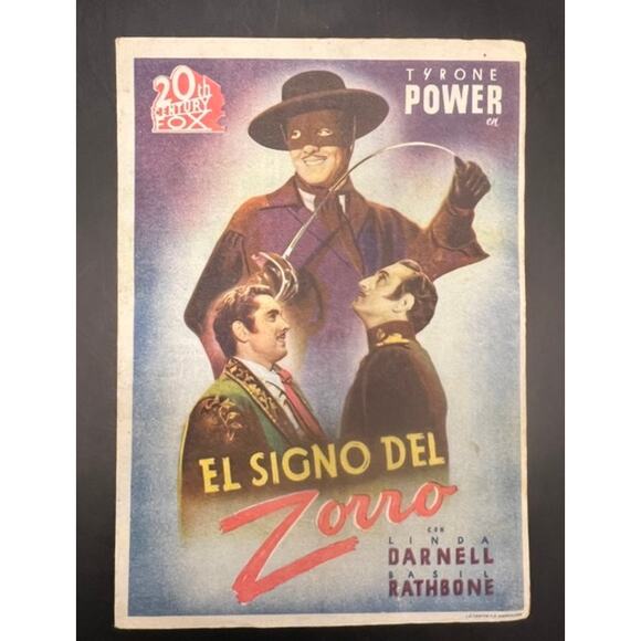 1940s Spanish Mark of Zorro Movie Herald Handbill Tyrone Power, Basil Rathbone - Picture 1 of 4